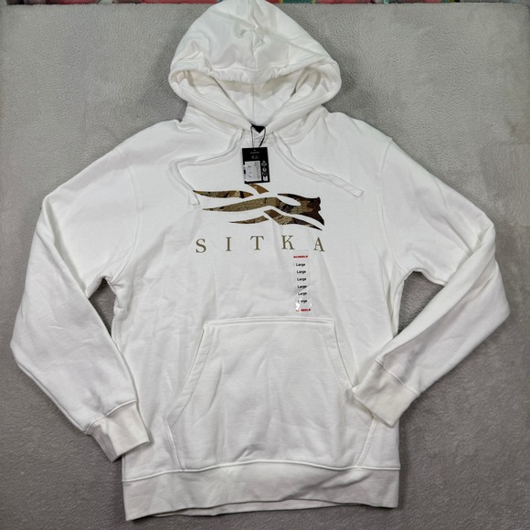 NEW SITKA Icon Optifade Pullover Hoodie White Waterfowl Men Large Casual Stretch - Picture 1 of 10